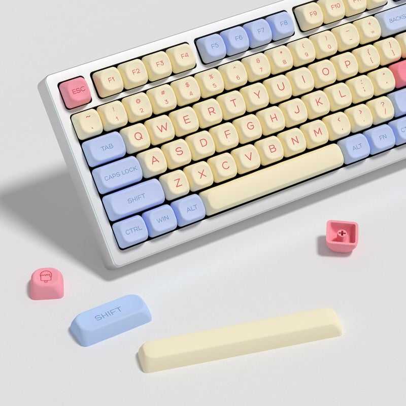 YMKPVR KBDiy Marshmallow KOA Profile Keycaps 60 Percent,Dye-Sublimation PBT Pink Cute Custom Keyboard Keycap,141 Key Cap Set for Cherry Gateron MX Switches Mechanical Keyboards - Image 1